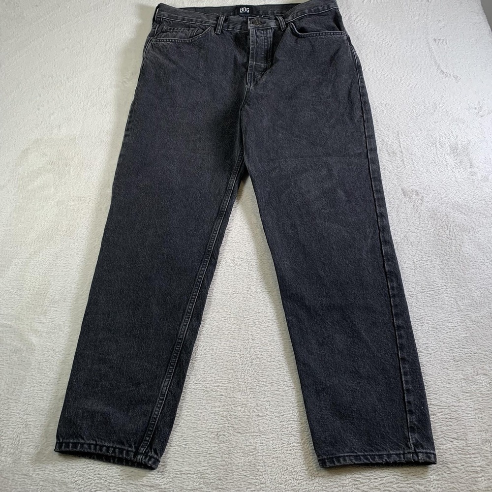 BDG Dad Jeans Mens 34x29 (Tag 34x32) Gray Straight Charcoal Wash Button Fly